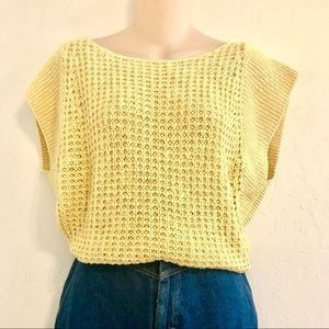 SOLD!  yellow sleeveless loose knit sweater top